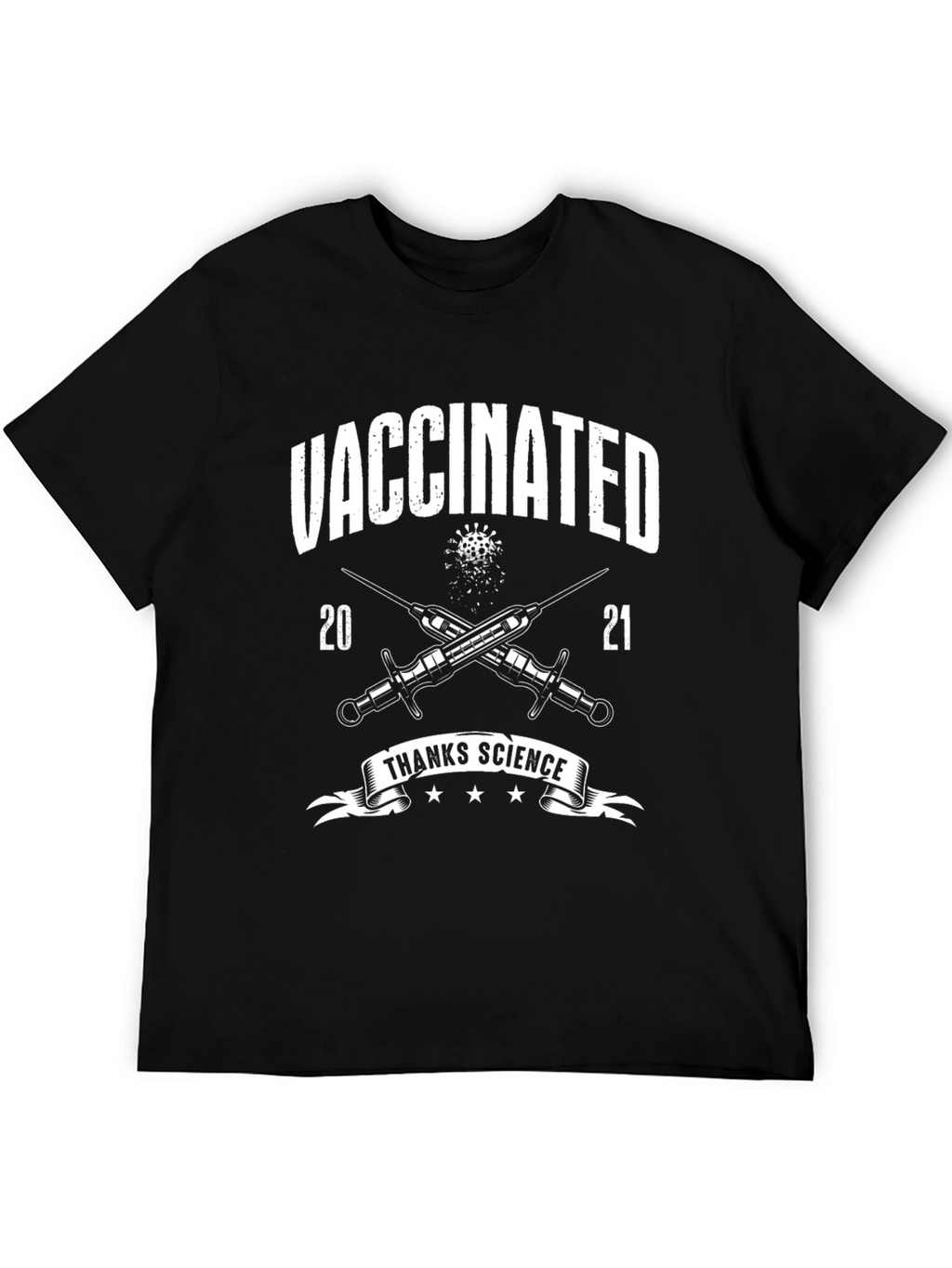 Vaccinated Thanks Science Black T-Shirt