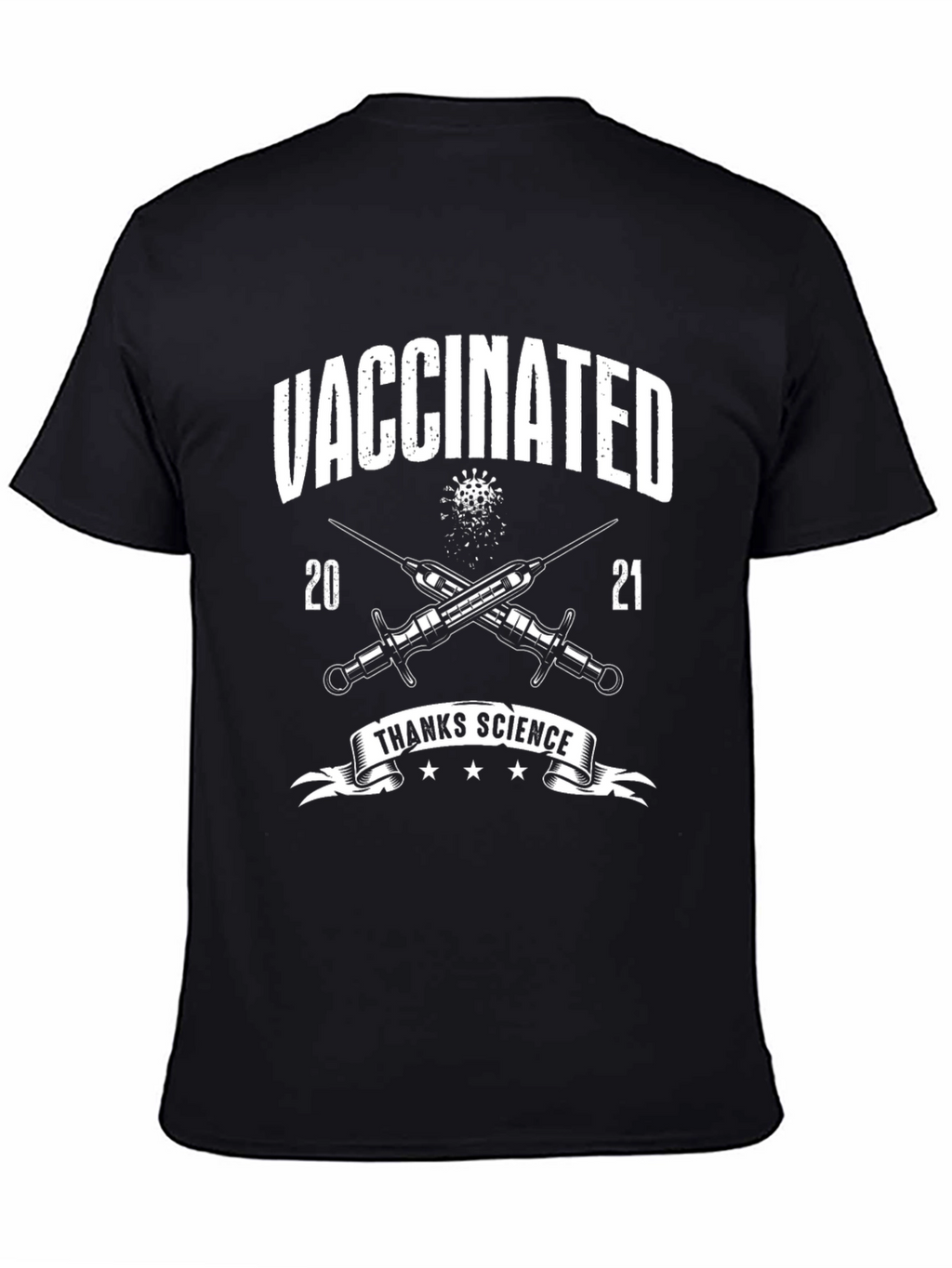 Vaccinated Thanks Science Black T-Shirt