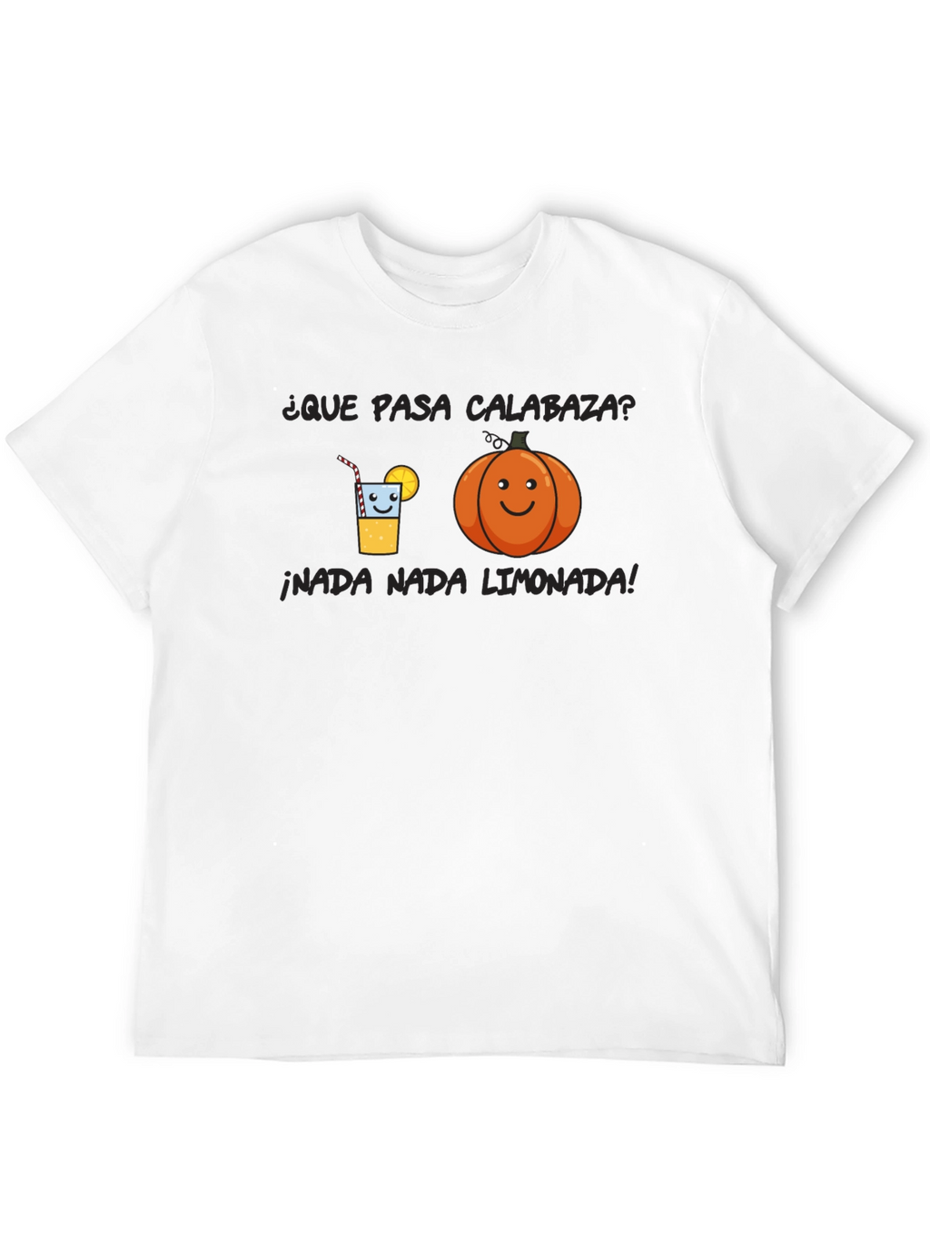 Humorous Black T-Shirt with Pumpkin and Lemonade Graphic