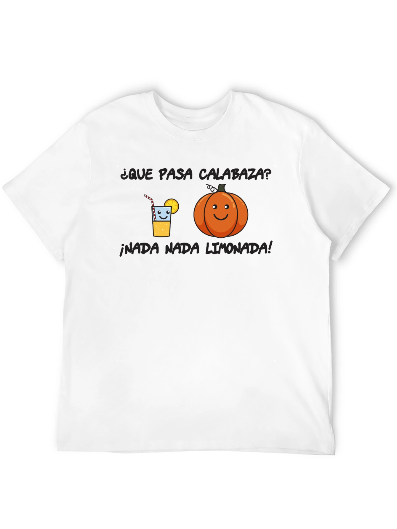 Humorous Black T-Shirt with Pumpkin and Lemonade Graphic