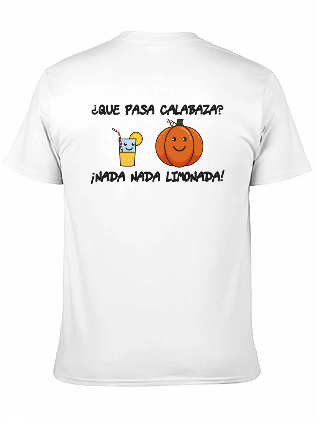 Humorous Black T-Shirt with Pumpkin and Lemonade Graphic
