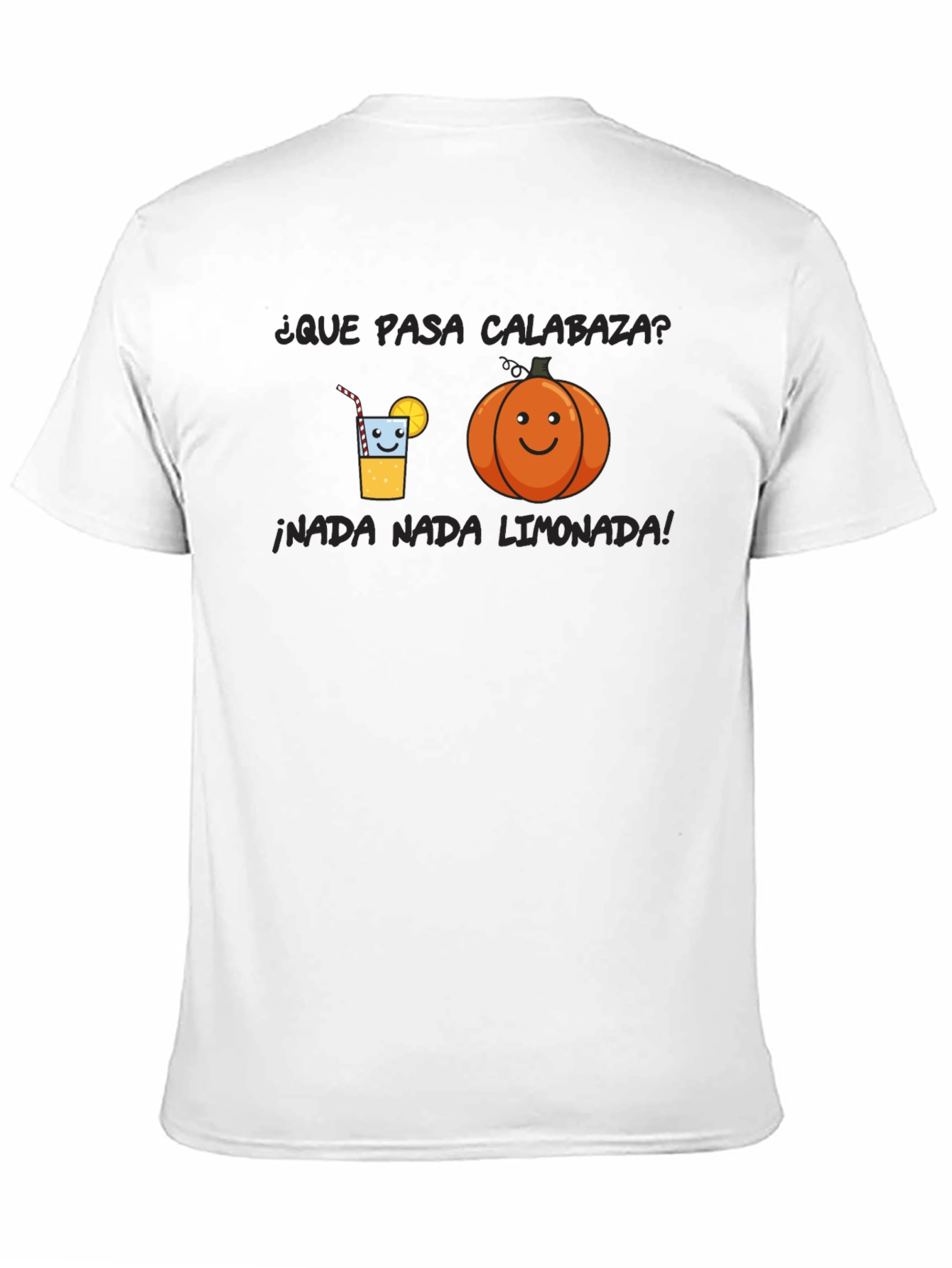 Humorous Black T-Shirt with Pumpkin and Lemonade Graphic