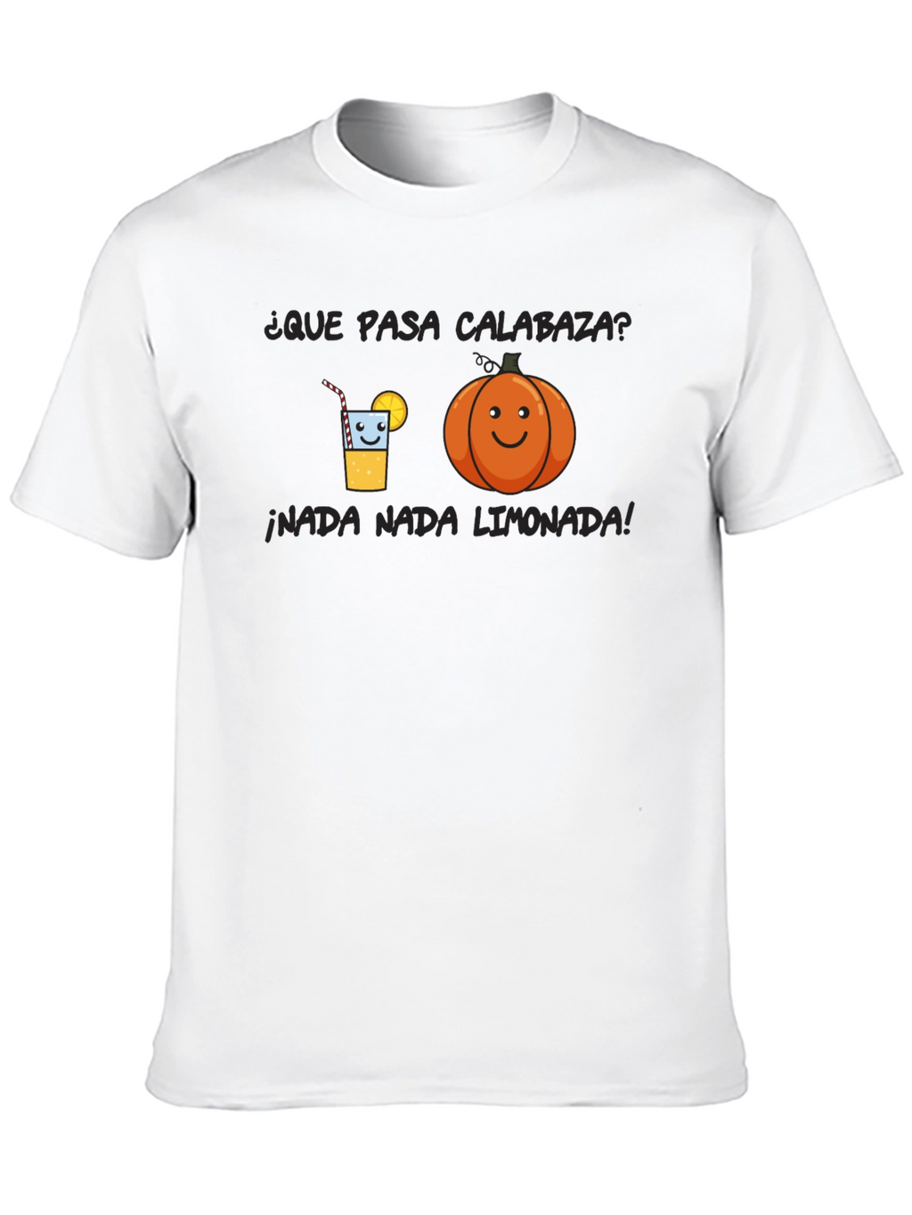 Humorous Black T-Shirt with Pumpkin and Lemonade Graphic