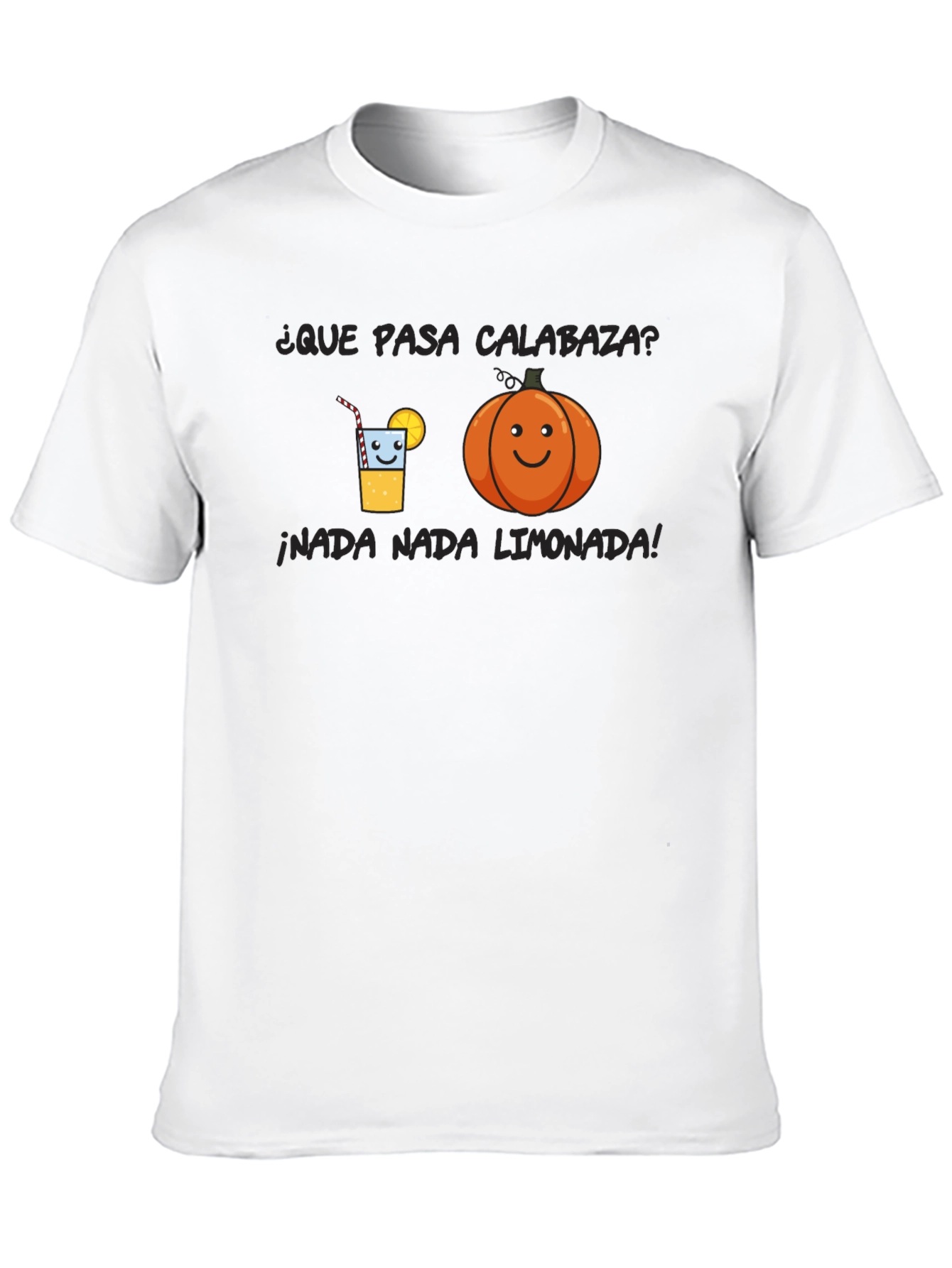 Humorous Black T-Shirt with Pumpkin and Lemonade Graphic