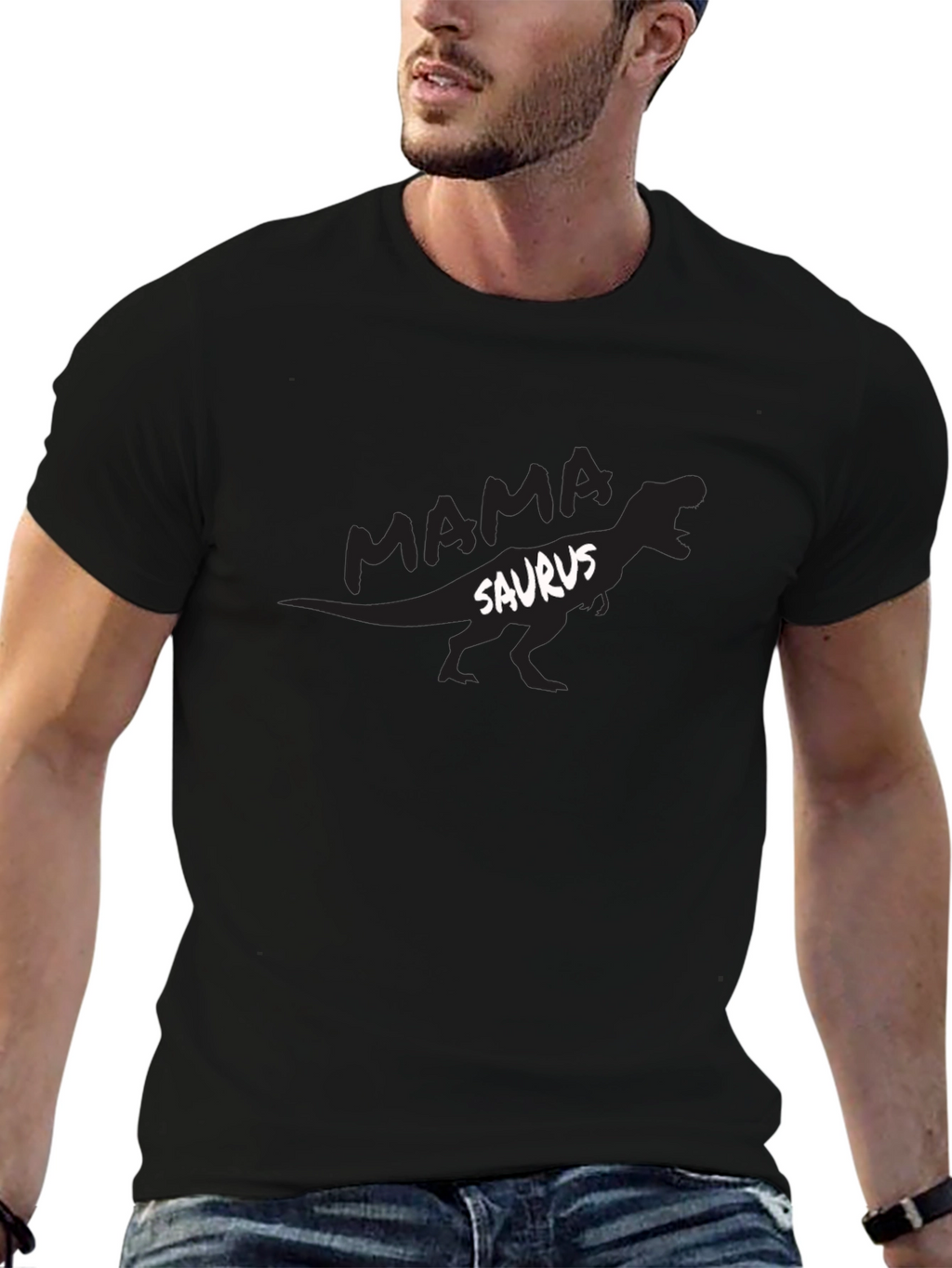 Mama Saurus T-Shirt - Black Dinosaur Tee