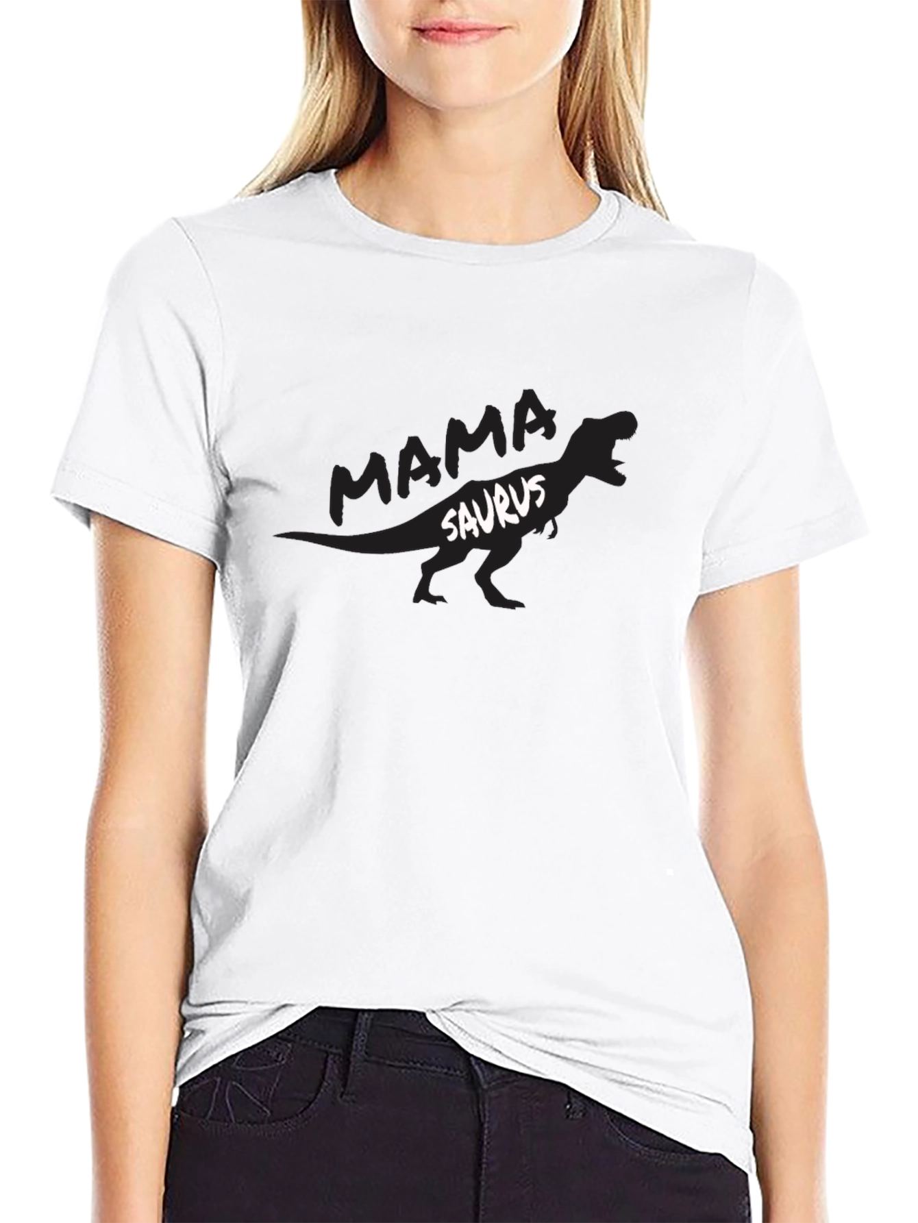 Mama Saurus T-Shirt - Black Dinosaur Tee