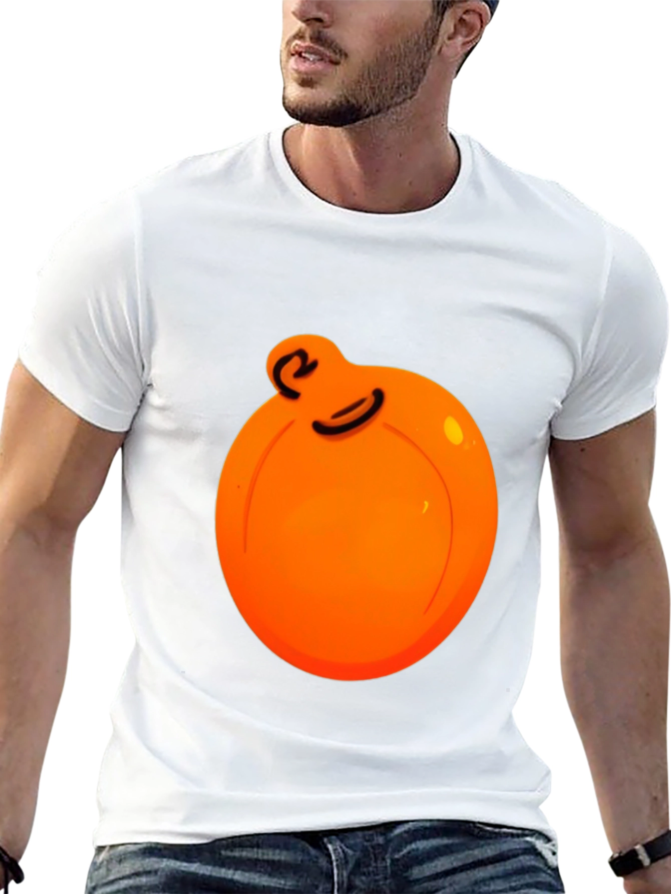 Orange Ball Character Graphic Black Tee