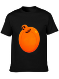 Orange Ball Character Graphic Black Tee