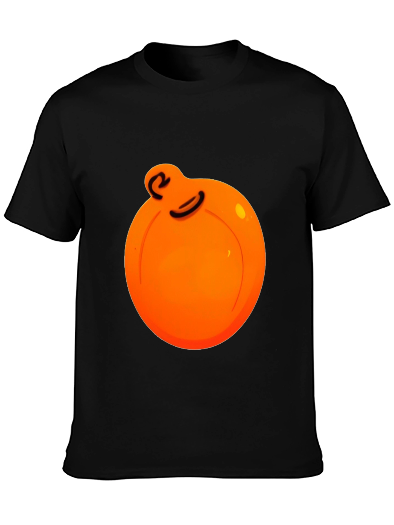 Orange Ball Character Graphic Black Tee