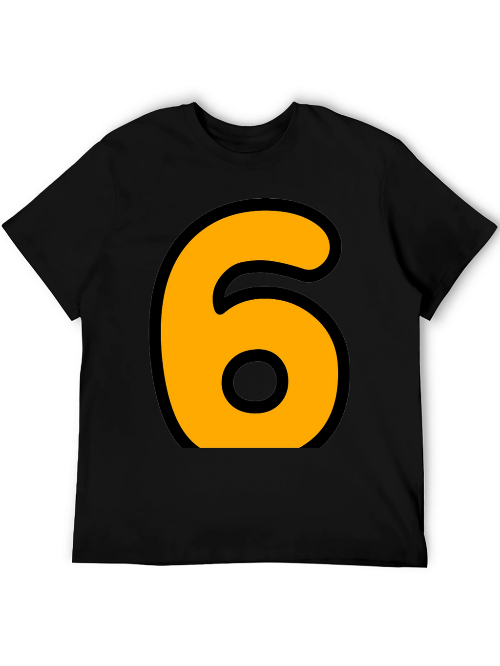 Bold Number 6 Graphic Tee - Casual Black T-Shirt