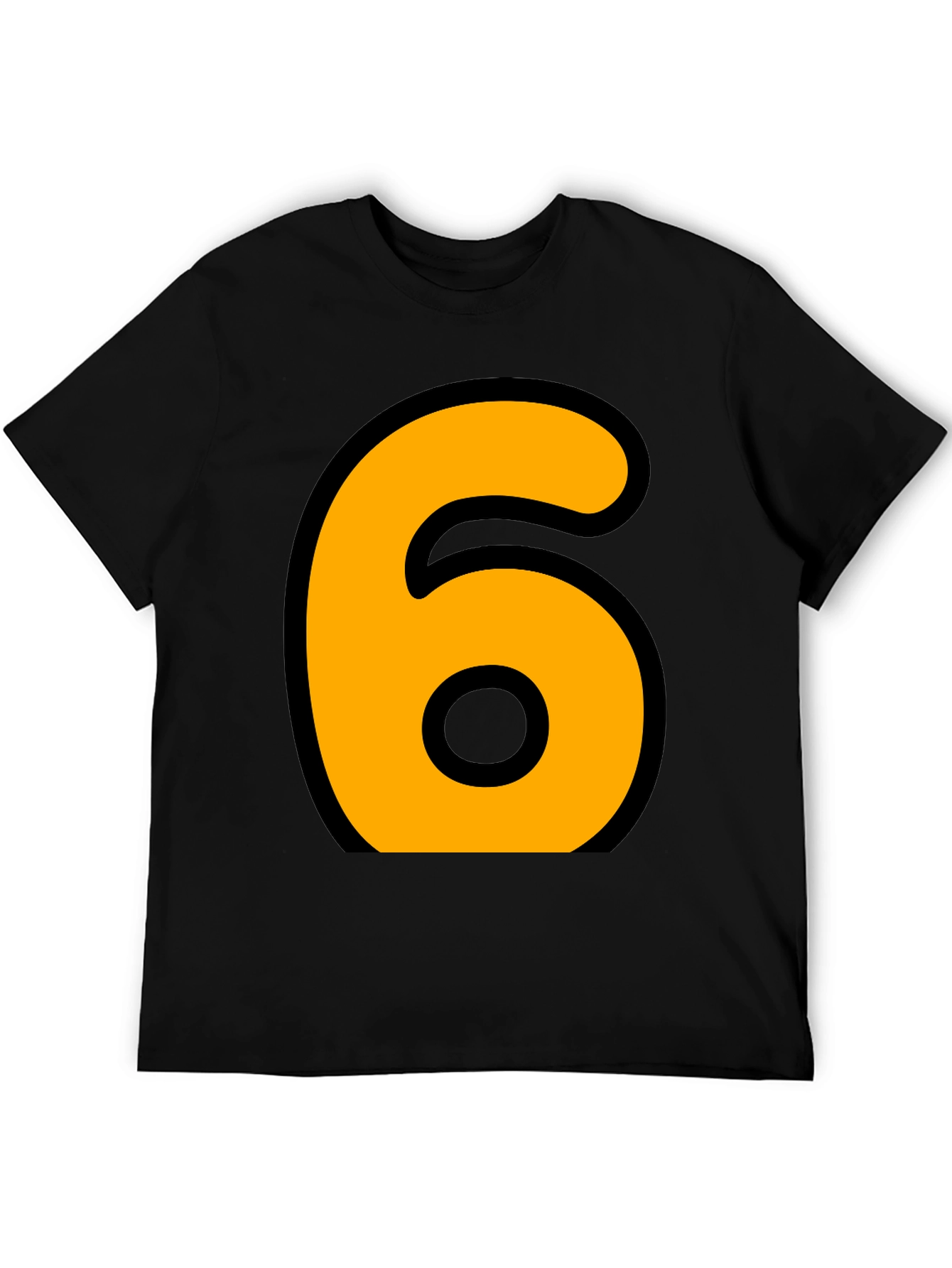 Bold Number 6 Graphic Tee - Casual Black T-Shirt