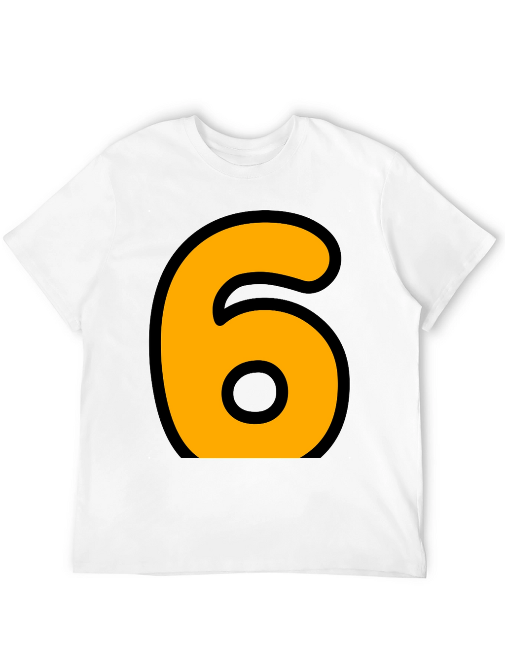 Bold Number 6 Graphic Tee - Casual Black T-Shirt