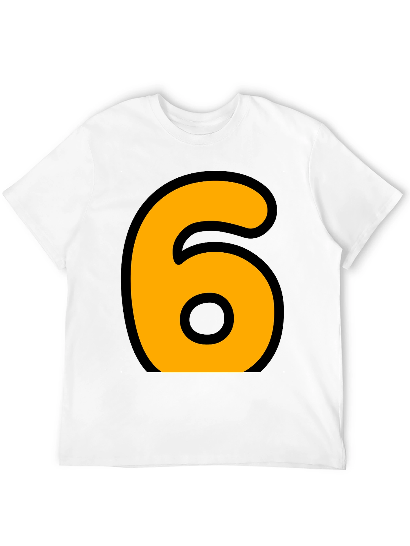 Bold Number 6 Graphic Tee - Casual Black T-Shirt