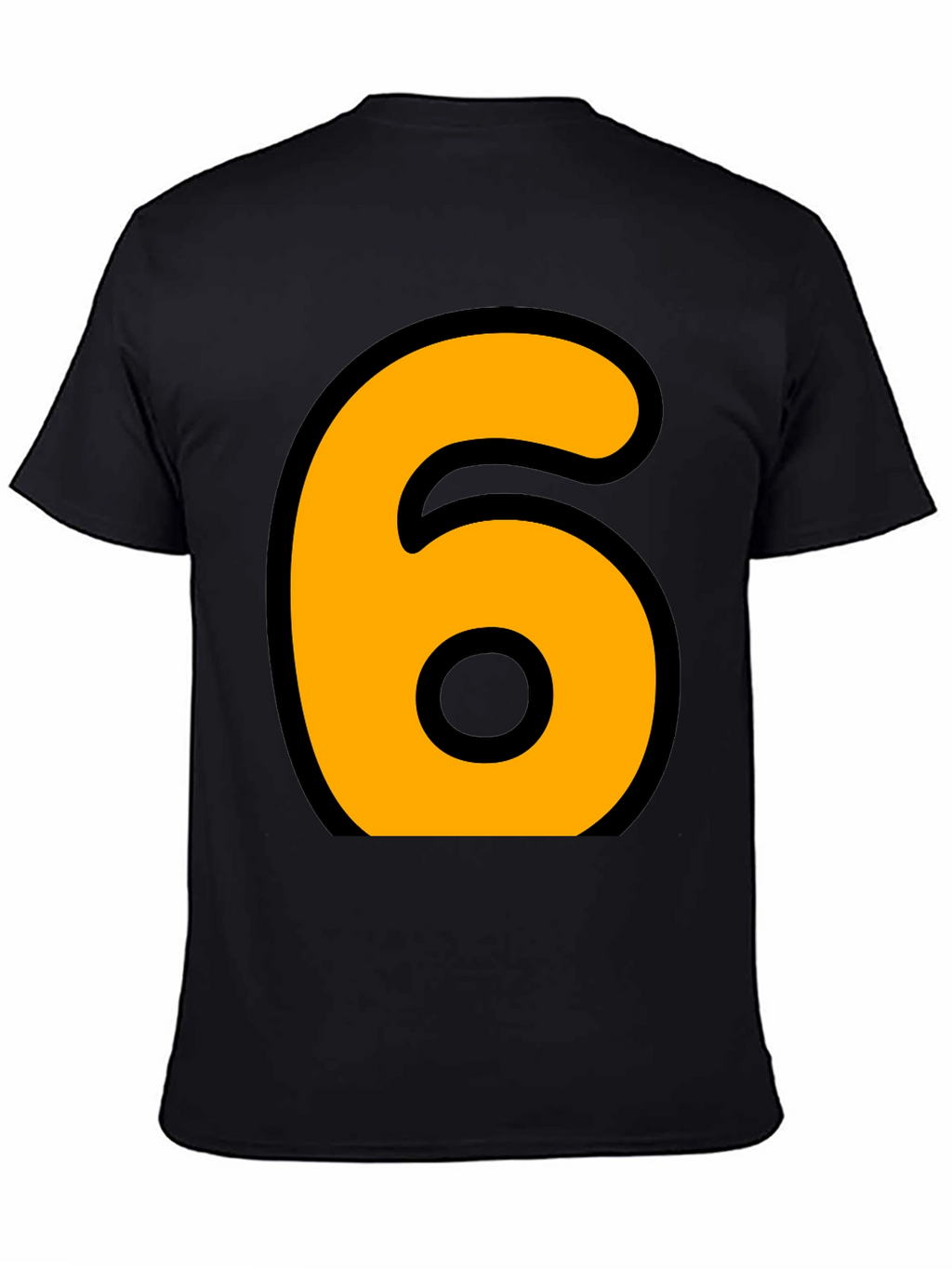 Bold Number 6 Graphic Tee - Casual Black T-Shirt