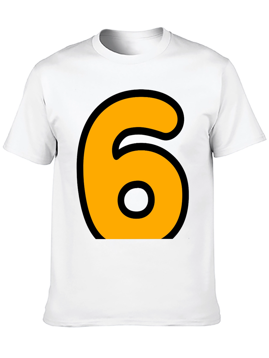 Bold Number 6 Graphic Tee - Casual Black T-Shirt