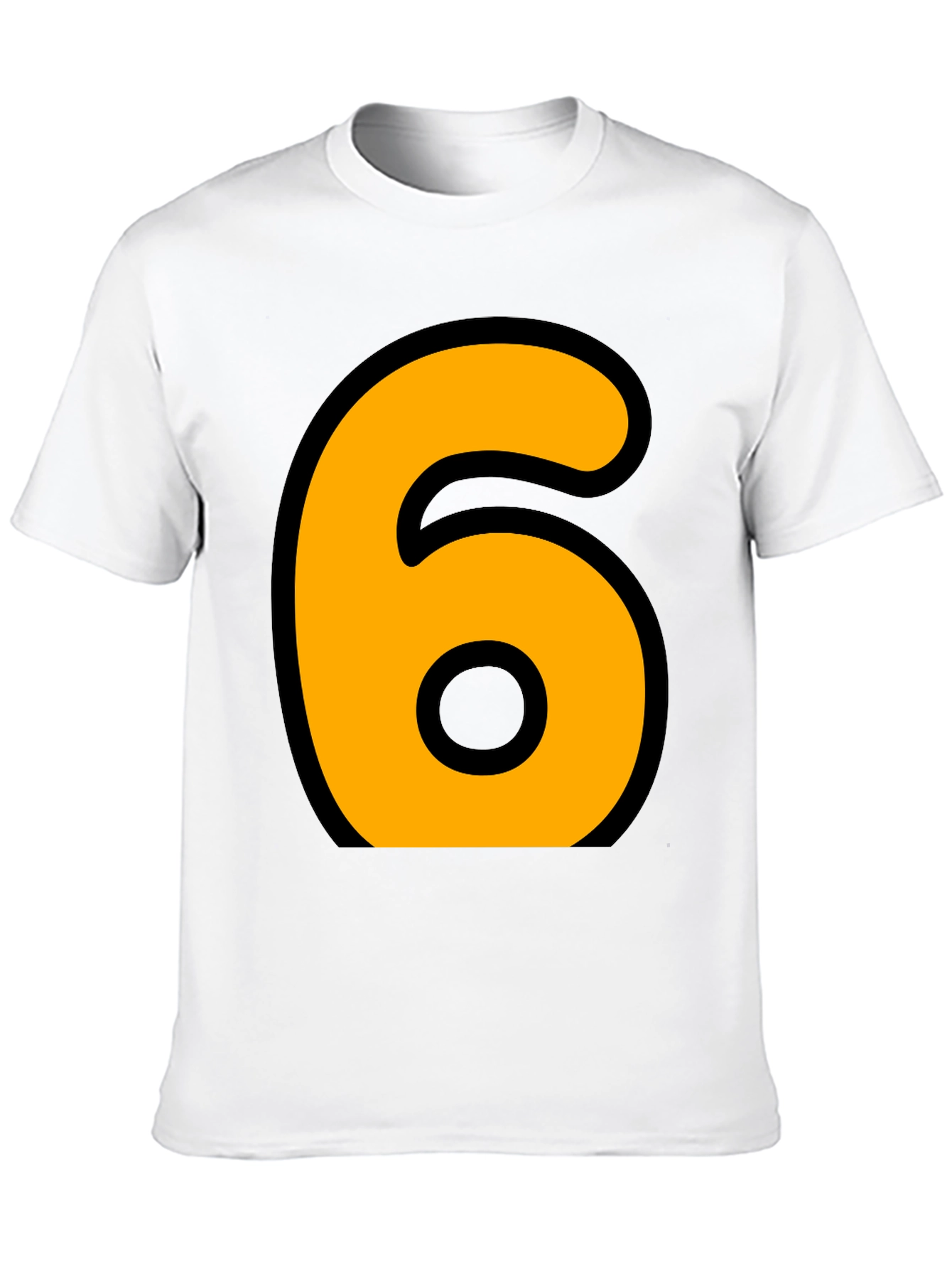 Bold Number 6 Graphic Tee - Casual Black T-Shirt