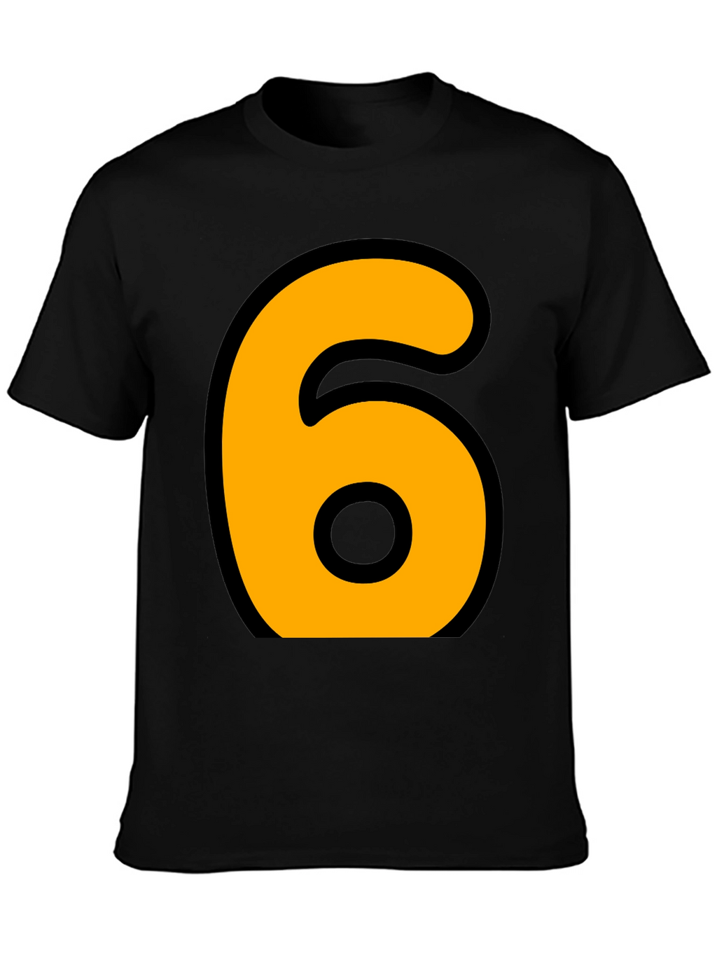 Bold Number 6 Graphic Tee - Casual Black T-Shirt