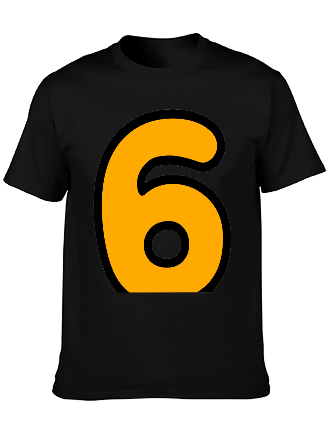 Bold Number 6 Graphic Tee - Casual Black T-Shirt