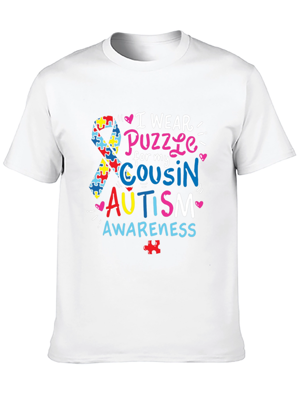 Autism Awareness T-Shirt - Puzzle Ribbon Design