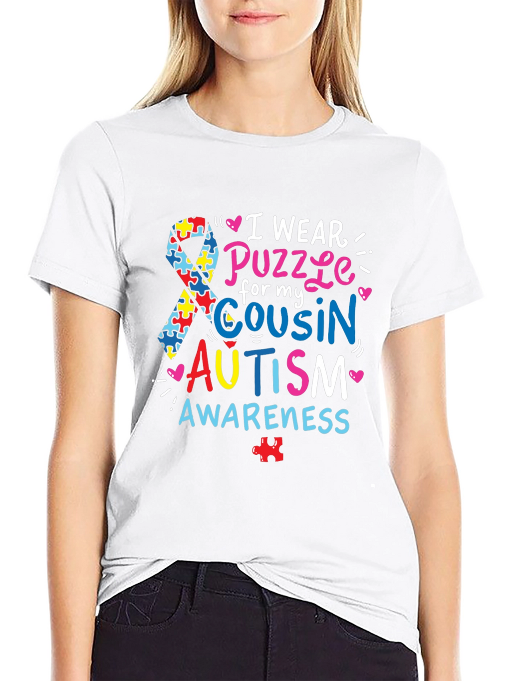 Autism Awareness T-Shirt - Puzzle Ribbon Design