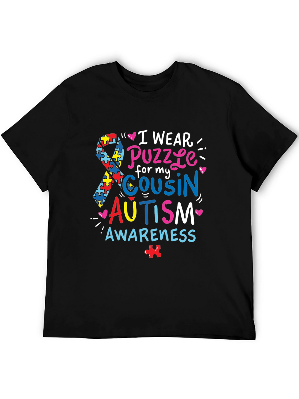 Autism Awareness T-Shirt - Puzzle Ribbon Design