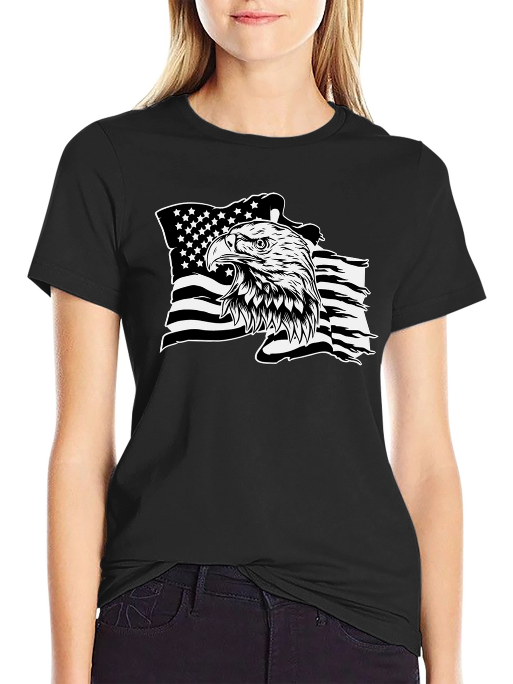American Eagle Flag Graphic Black T-Shirt