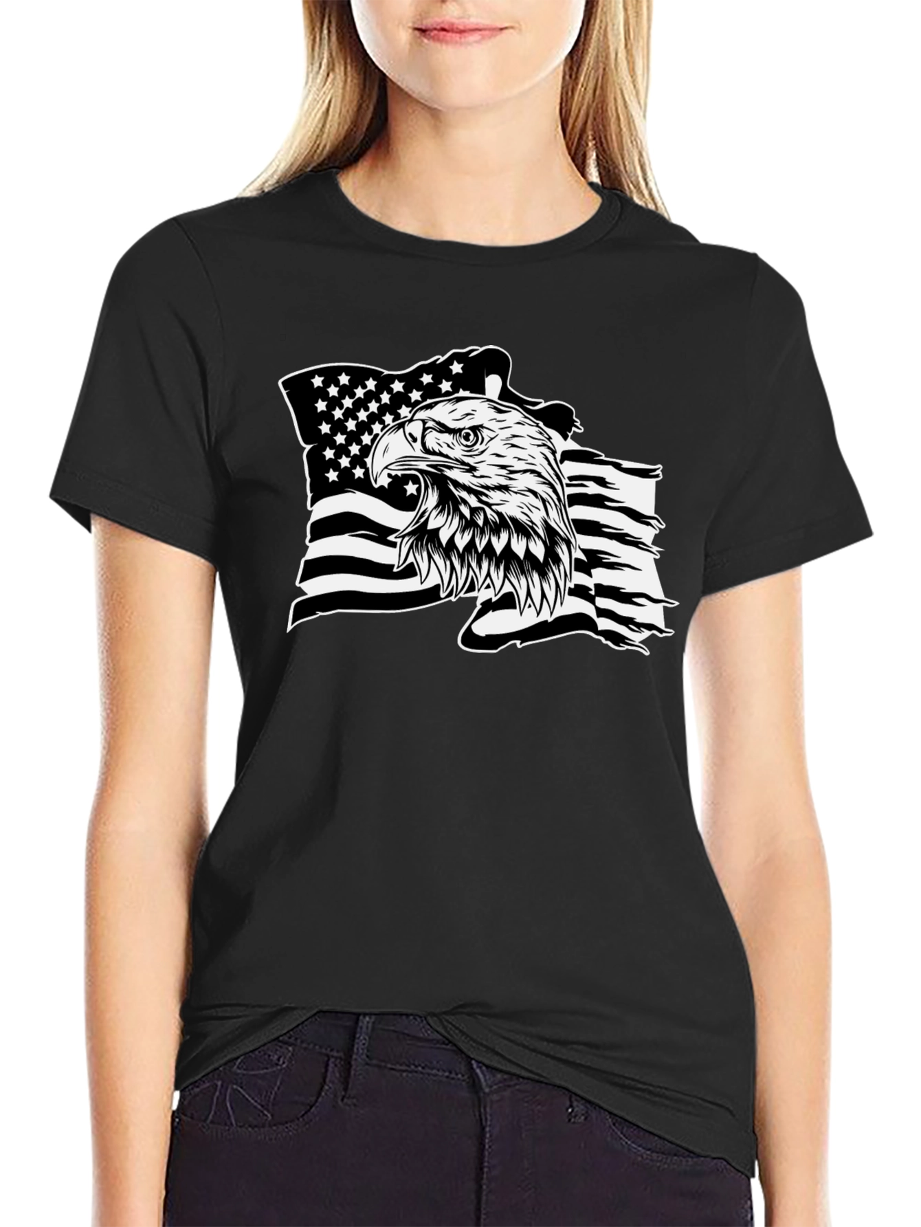 American Eagle Flag Graphic Black T-Shirt