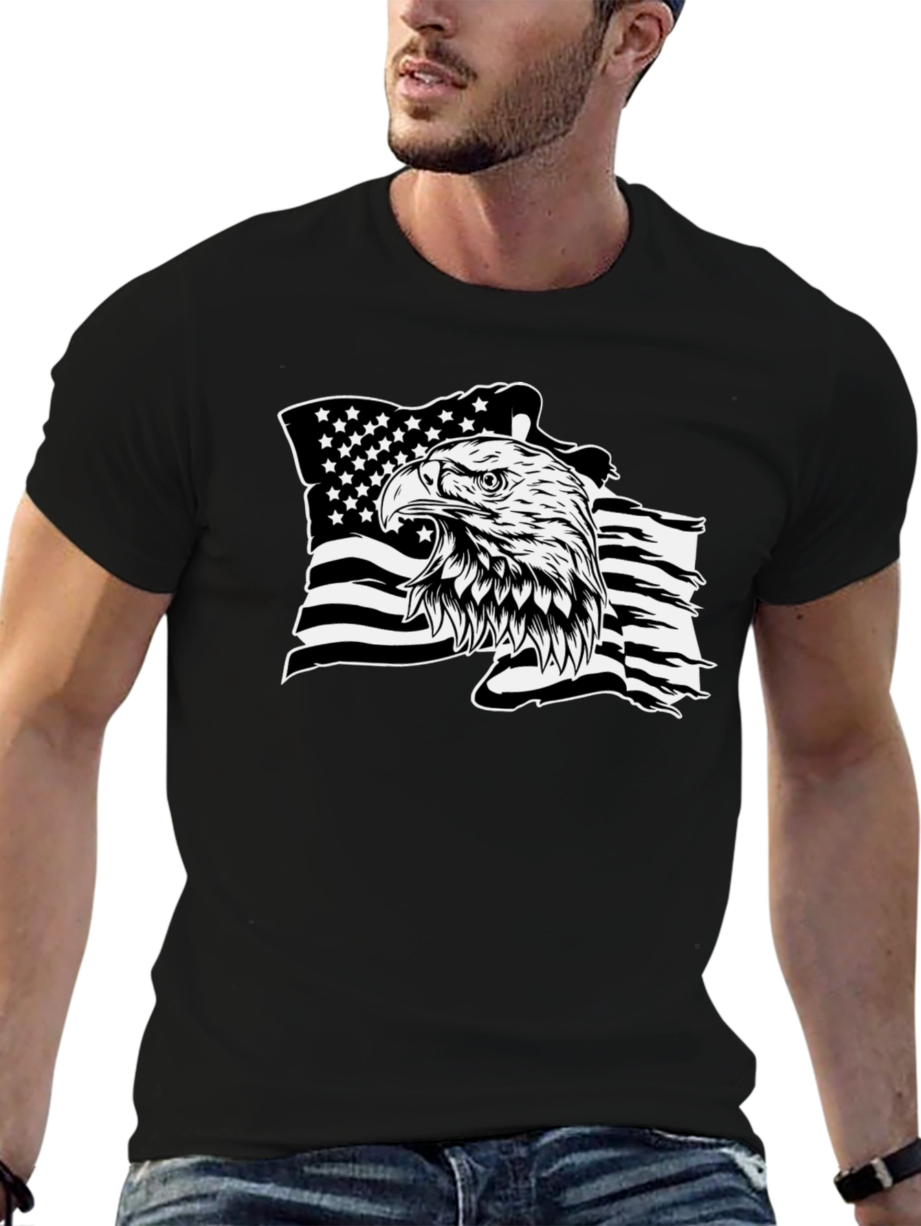 American Eagle Flag Graphic Black T-Shirt