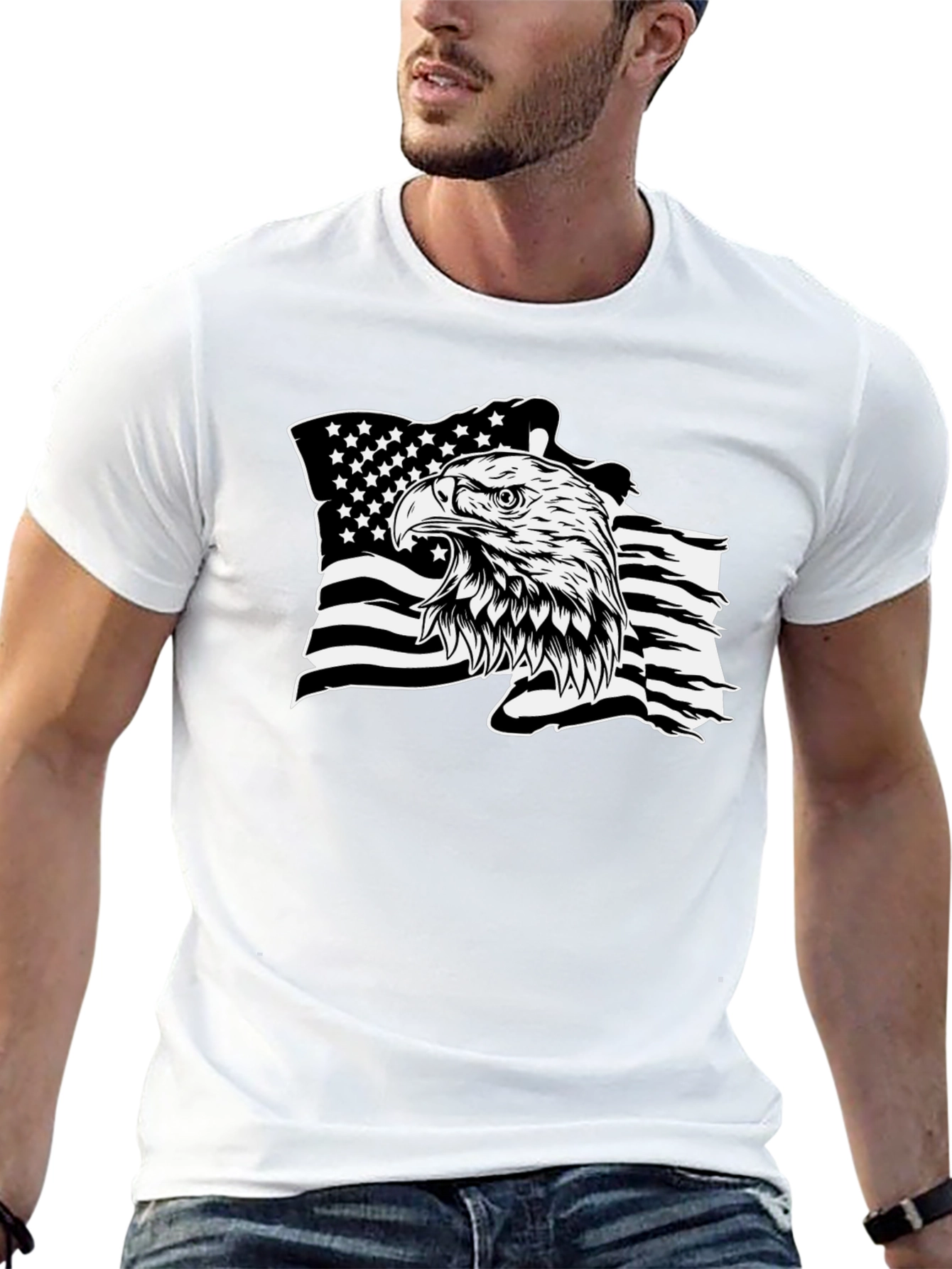 American Eagle Flag Graphic Black T-Shirt