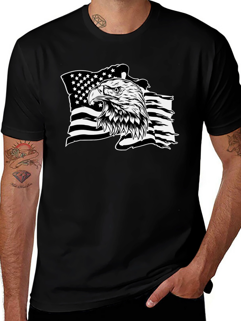 American Eagle Flag Graphic Black T-Shirt