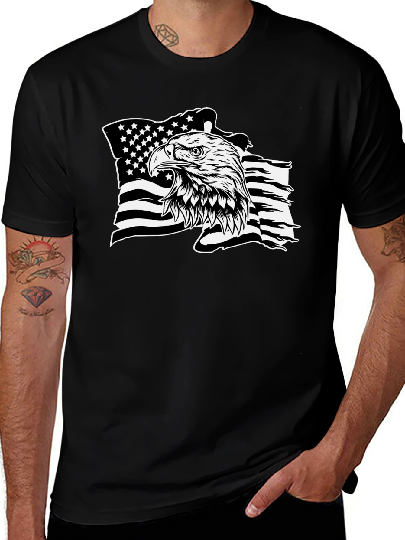 American Eagle Flag Graphic Black T-Shirt