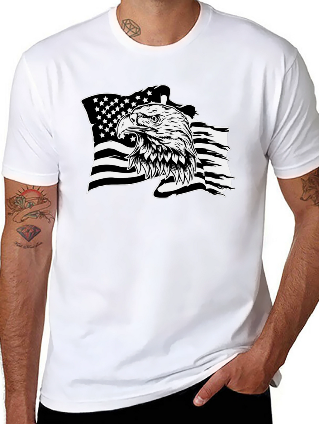 American Eagle Flag Graphic Black T-Shirt