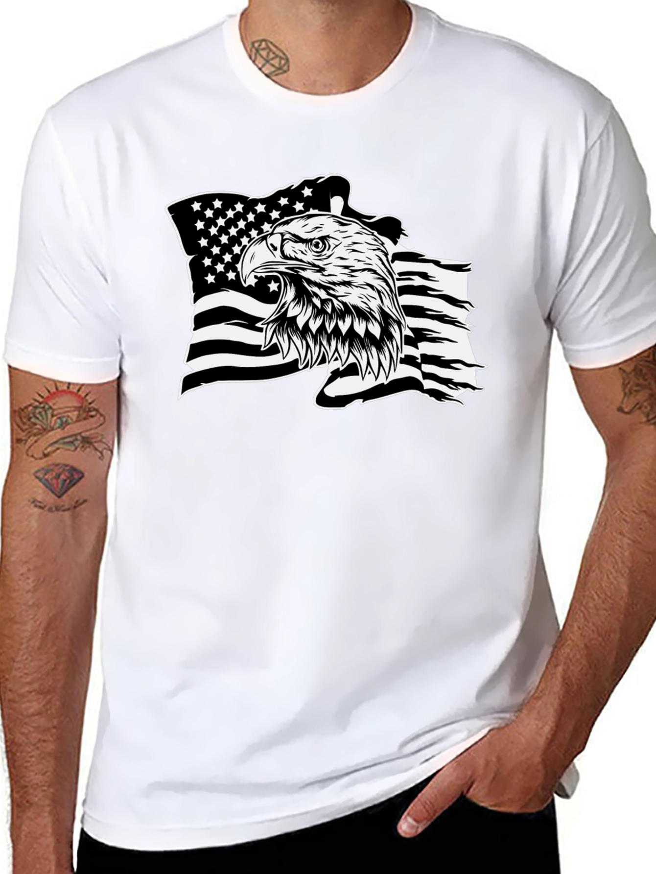 American Eagle Flag Graphic Black T-Shirt