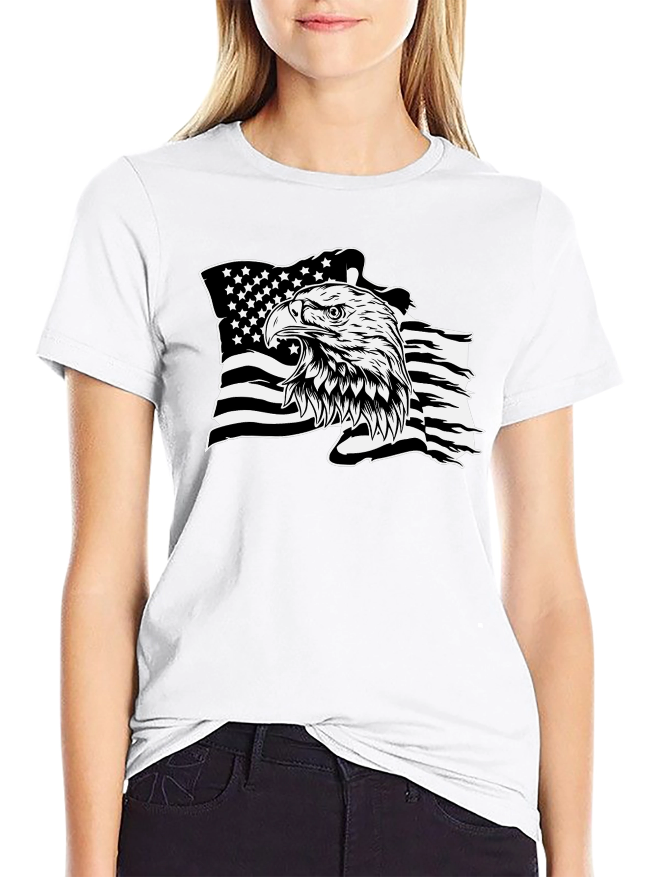 American Eagle Flag Graphic Black T-Shirt
