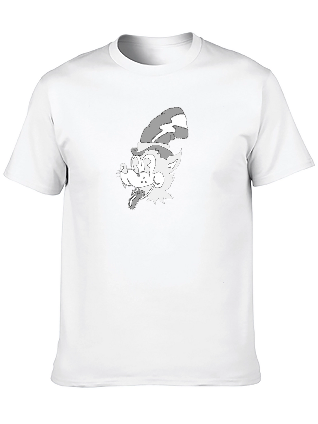 Cartoon Wolf Graphic Tee - Classic Black