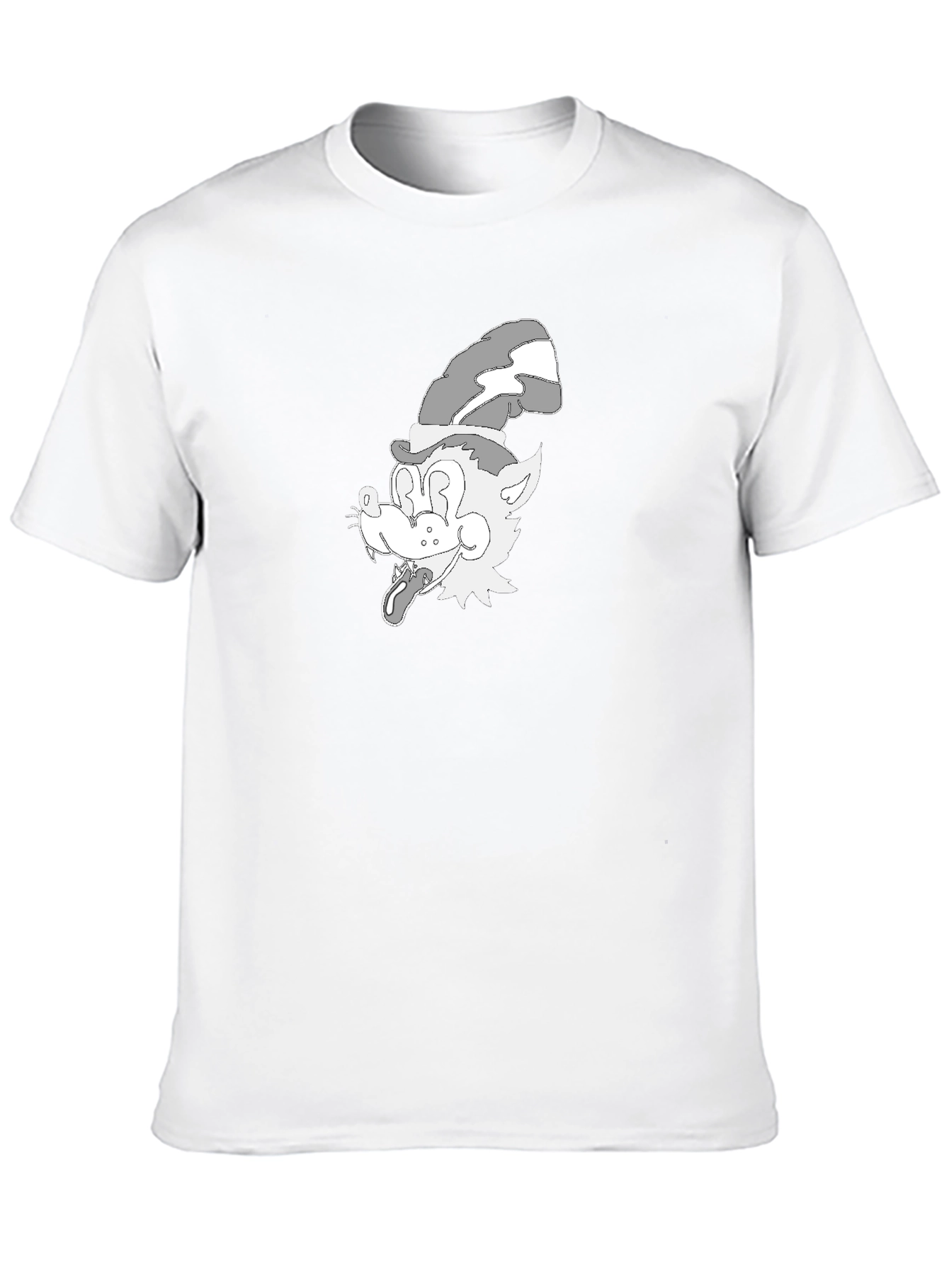 Cartoon Wolf Graphic Tee - Classic Black