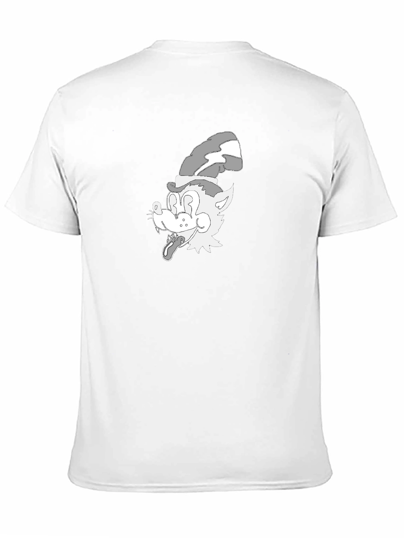 Cartoon Wolf Graphic Tee - Classic Black