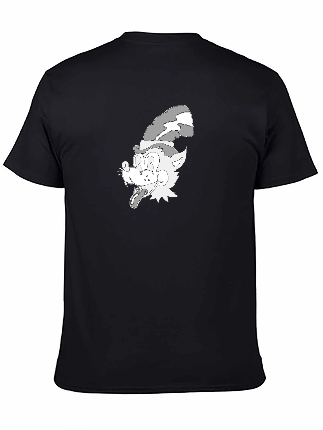 Cartoon Wolf Graphic Tee - Classic Black