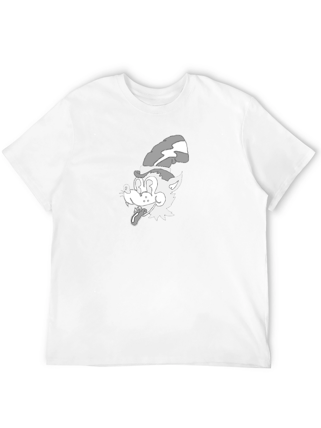 Cartoon Wolf Graphic Tee - Classic Black