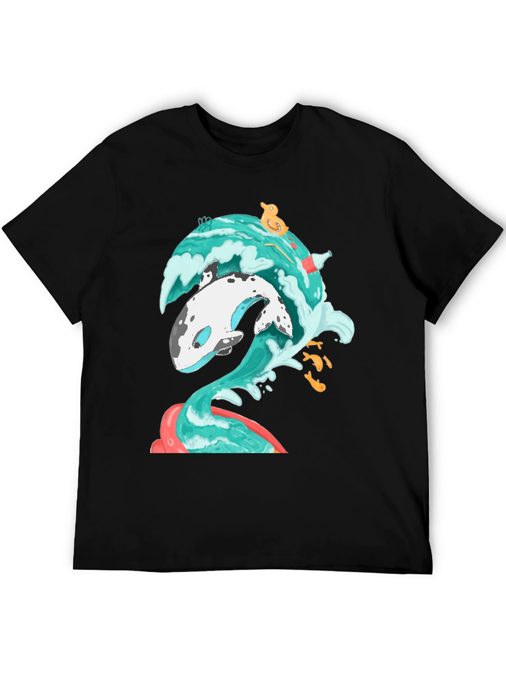 Whale Wave Graphic Tee - Unique Ocean Art T-Shirt