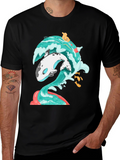 Whale Wave Graphic Tee - Unique Ocean Art T-Shirt