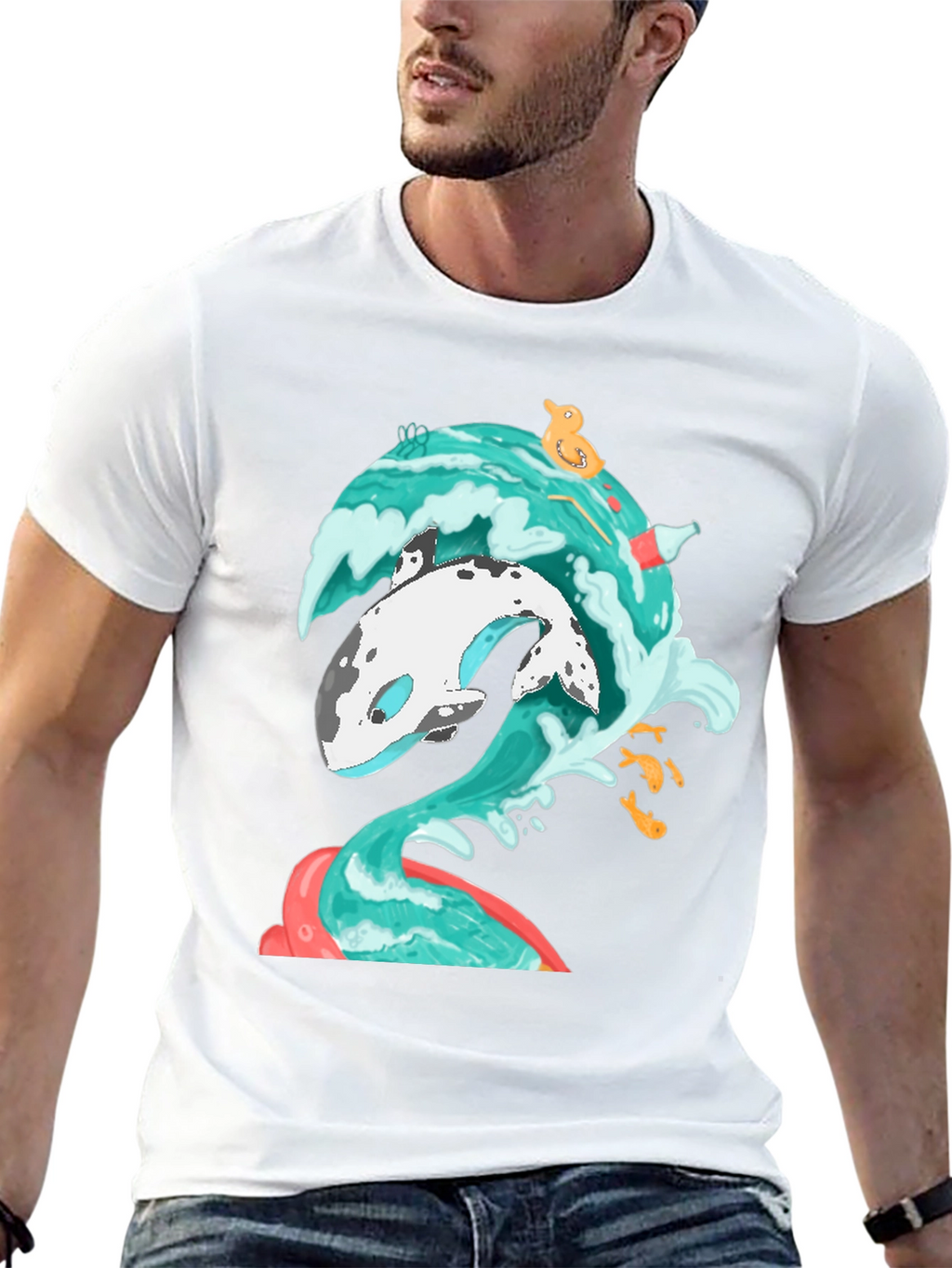 Whale Wave Graphic Tee - Unique Ocean Art T-Shirt