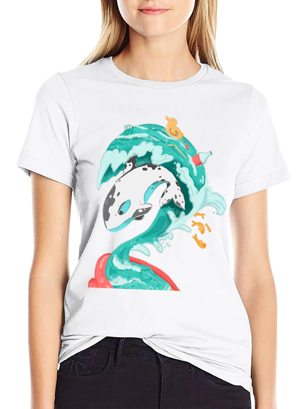 Whale Wave Graphic Tee - Unique Ocean Art T-Shirt