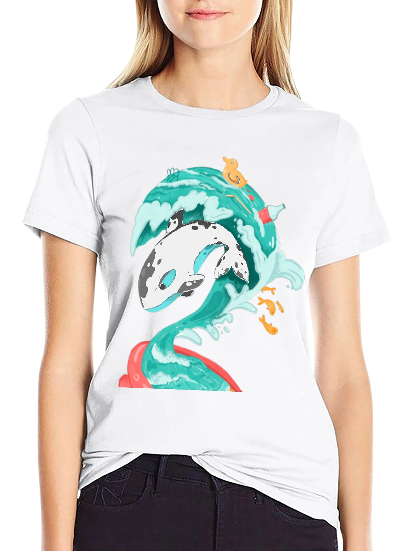 Whale Wave Graphic Tee - Unique Ocean Art T-Shirt
