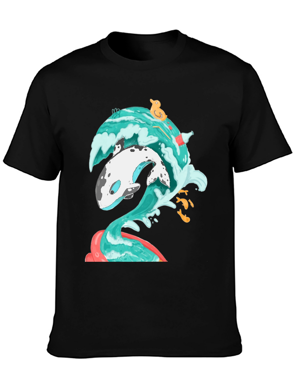 Whale Wave Graphic Tee - Unique Ocean Art T-Shirt