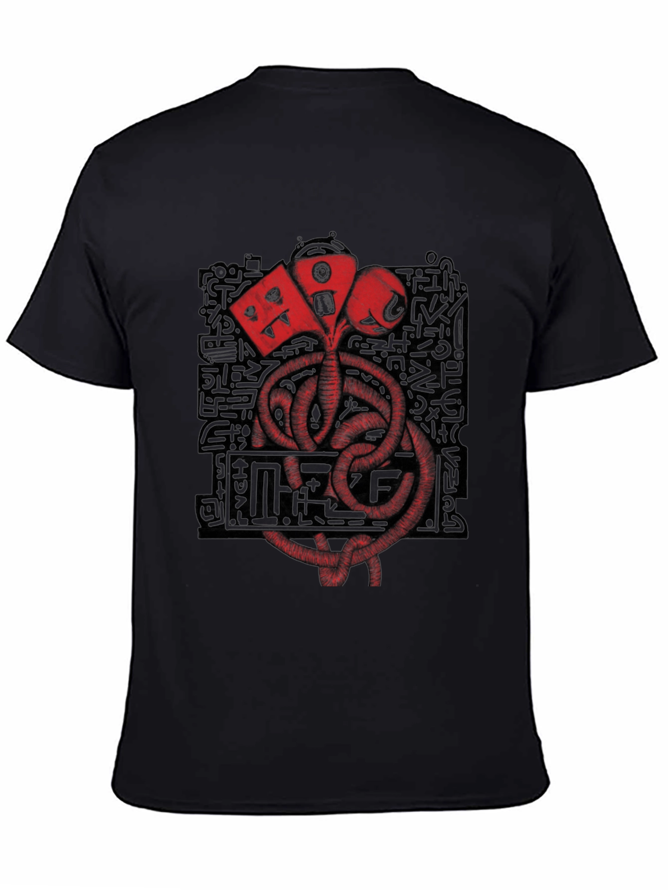 Graphic Print Crew Neck T-Shirt - Black