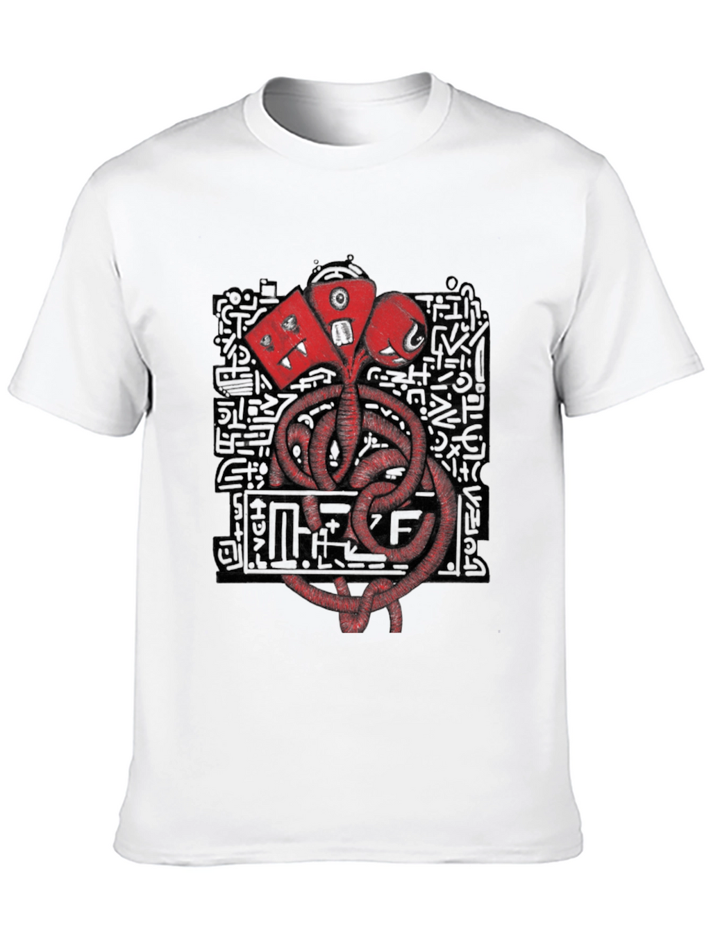 Graphic Print Crew Neck T-Shirt - Black