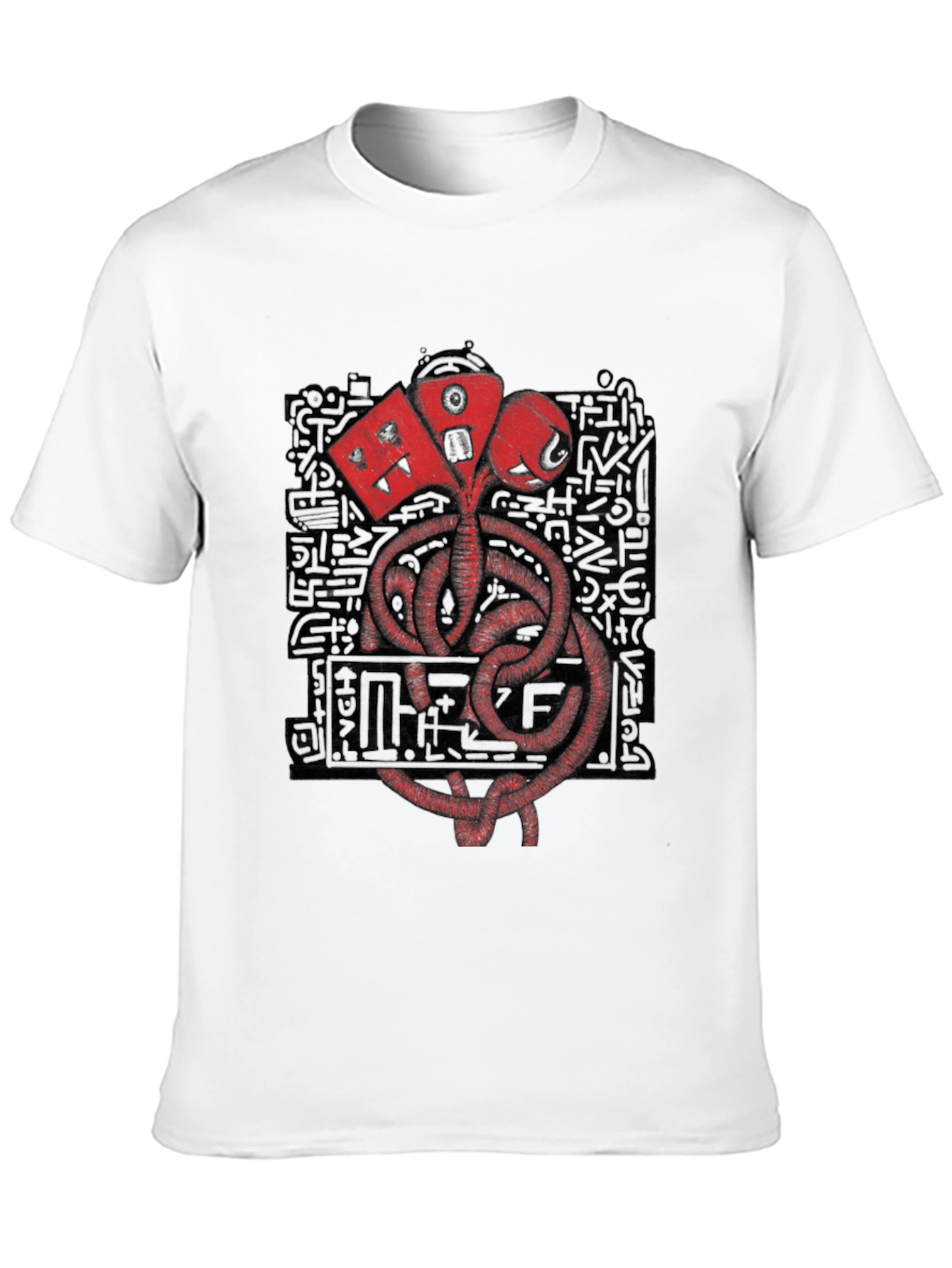 Graphic Print Crew Neck T-Shirt - Black