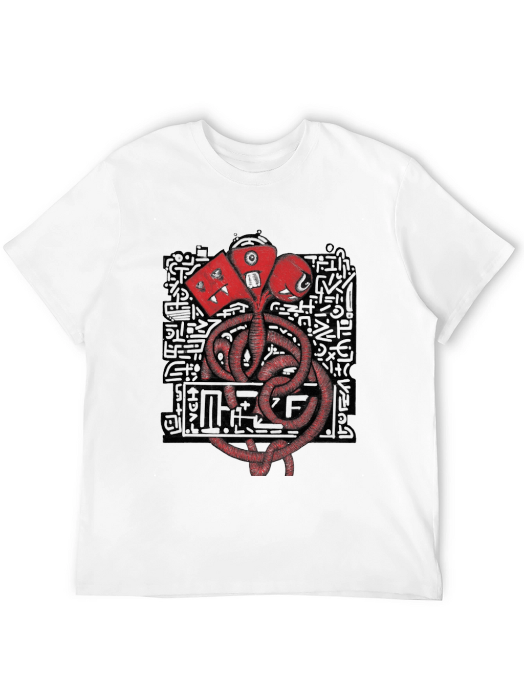 Graphic Print Crew Neck T-Shirt - Black