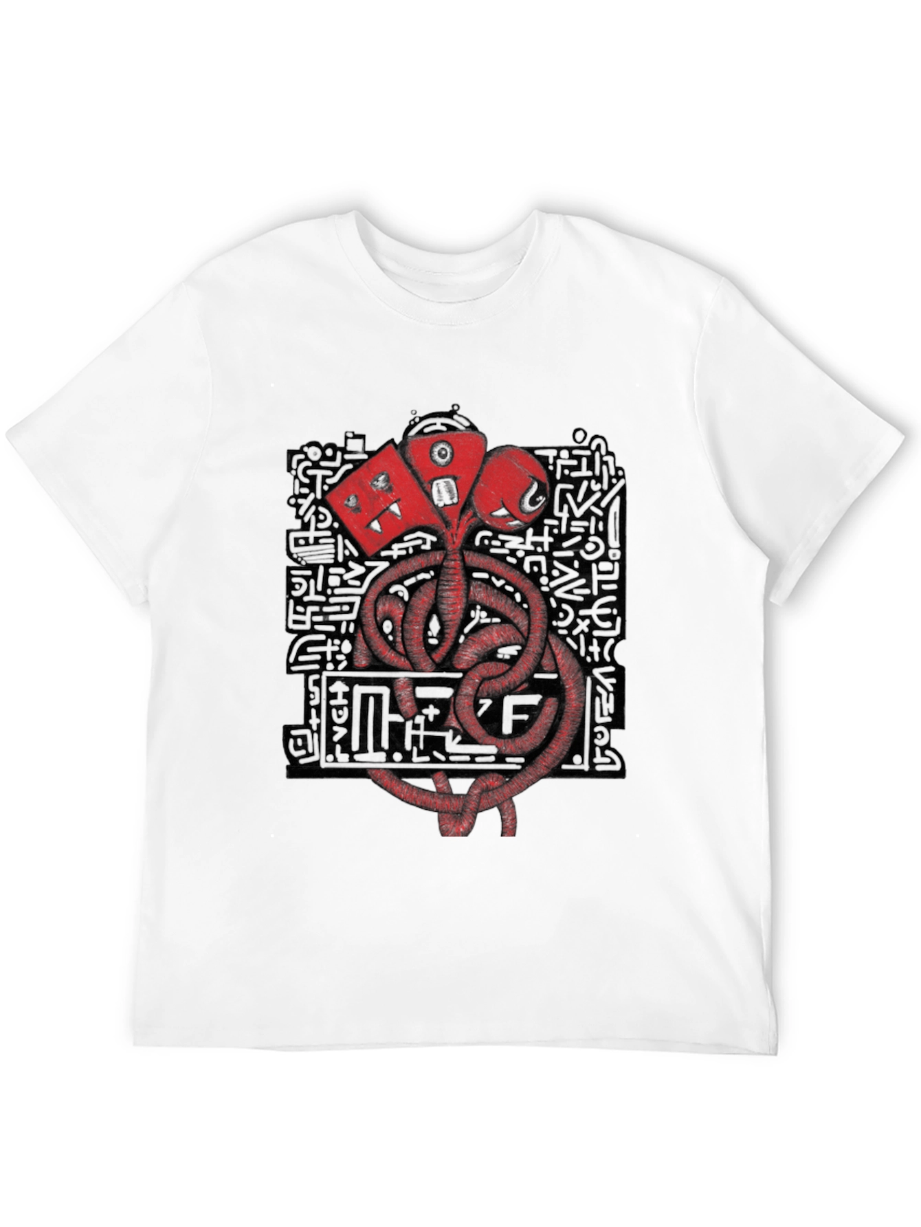 Graphic Print Crew Neck T-Shirt - Black
